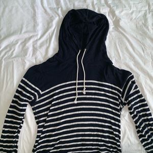 J. Crew navy and white sweater with a hood